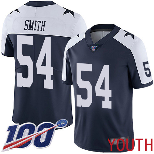 Youth Dallas Cowboys Limited Navy Blue Jaylon Smith Alternate #54 100th Season Vapor Untouchable Throwback NFL Jersey
